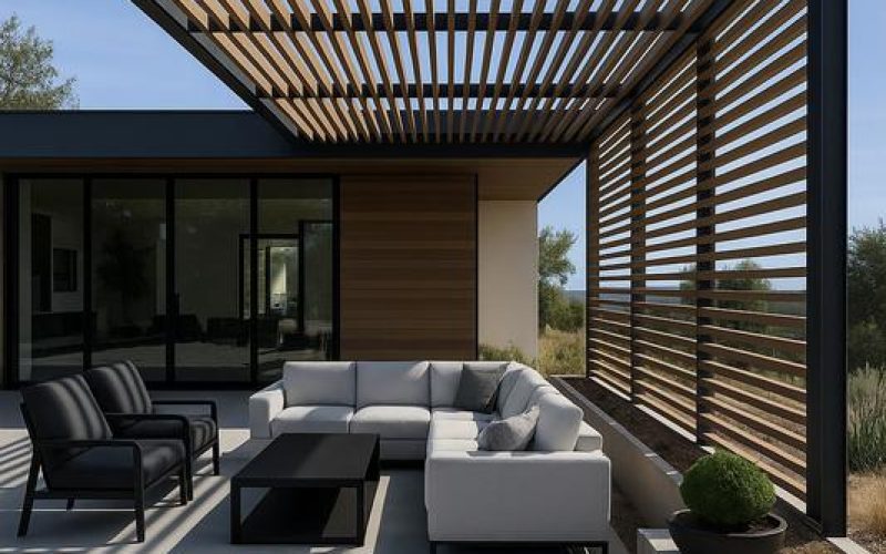 Pérgola metálica moderna para terraza